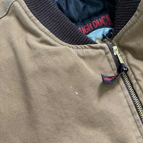 Vintage Tough Duck Canvas Vest Mens XL Brown Home Hardware Quilted Full Zip - Picture 6 of 11